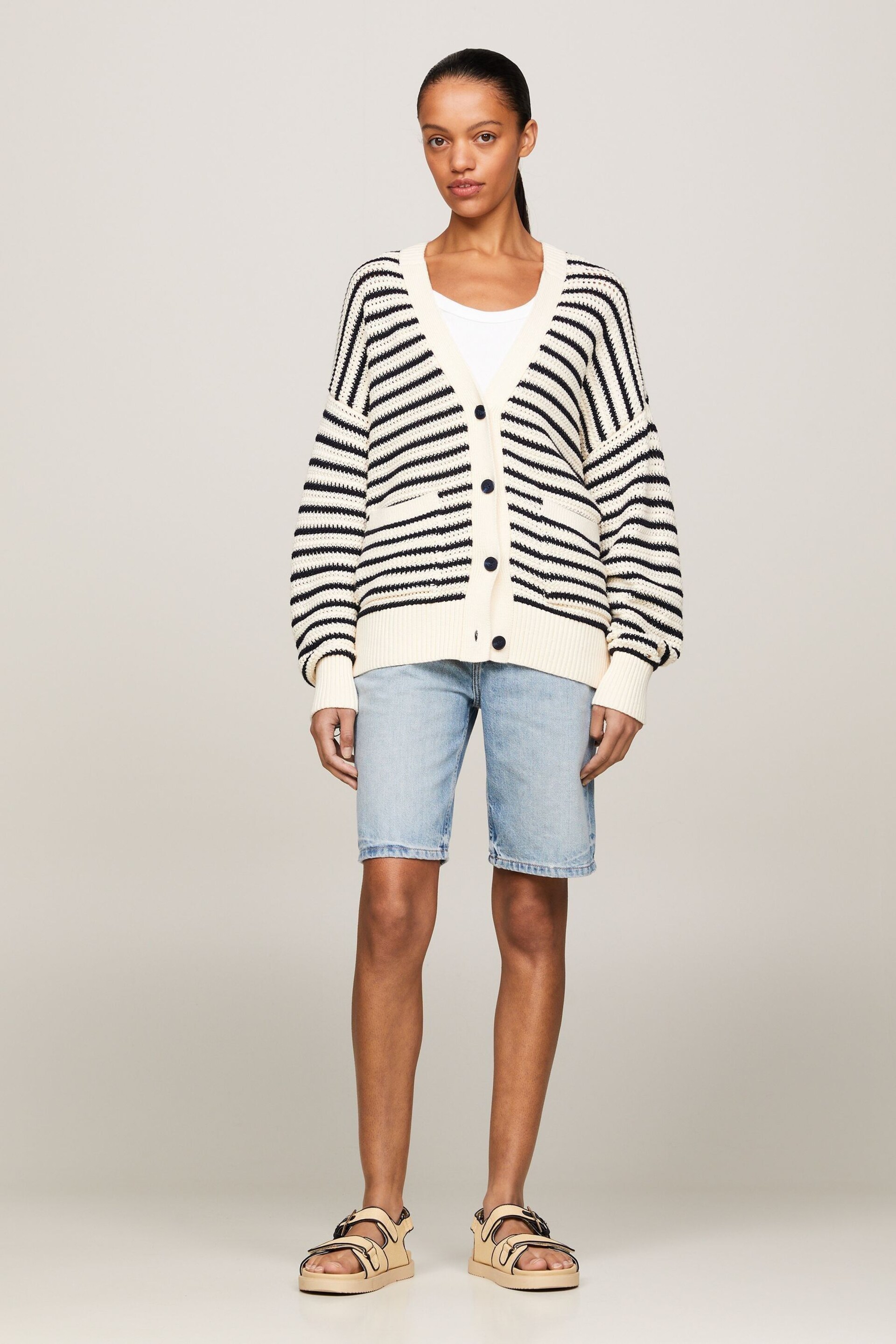 Tommy Hilfiger Blue Crochet Stripe Cardigan - Image 7 of 9