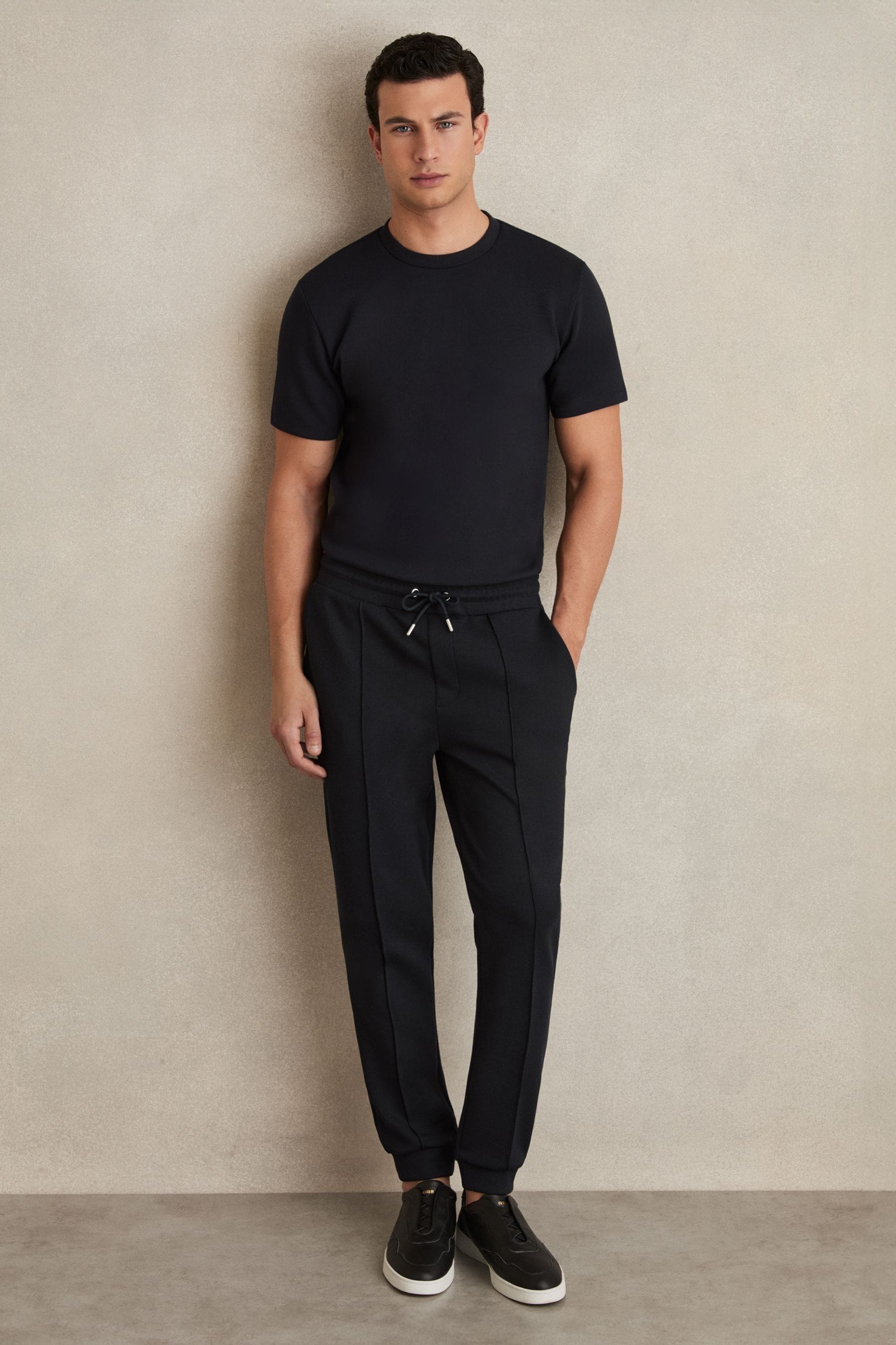 Buy Reiss Navy Blue Premier Drawstring Jersey Joggers from Next United Arab Emirates