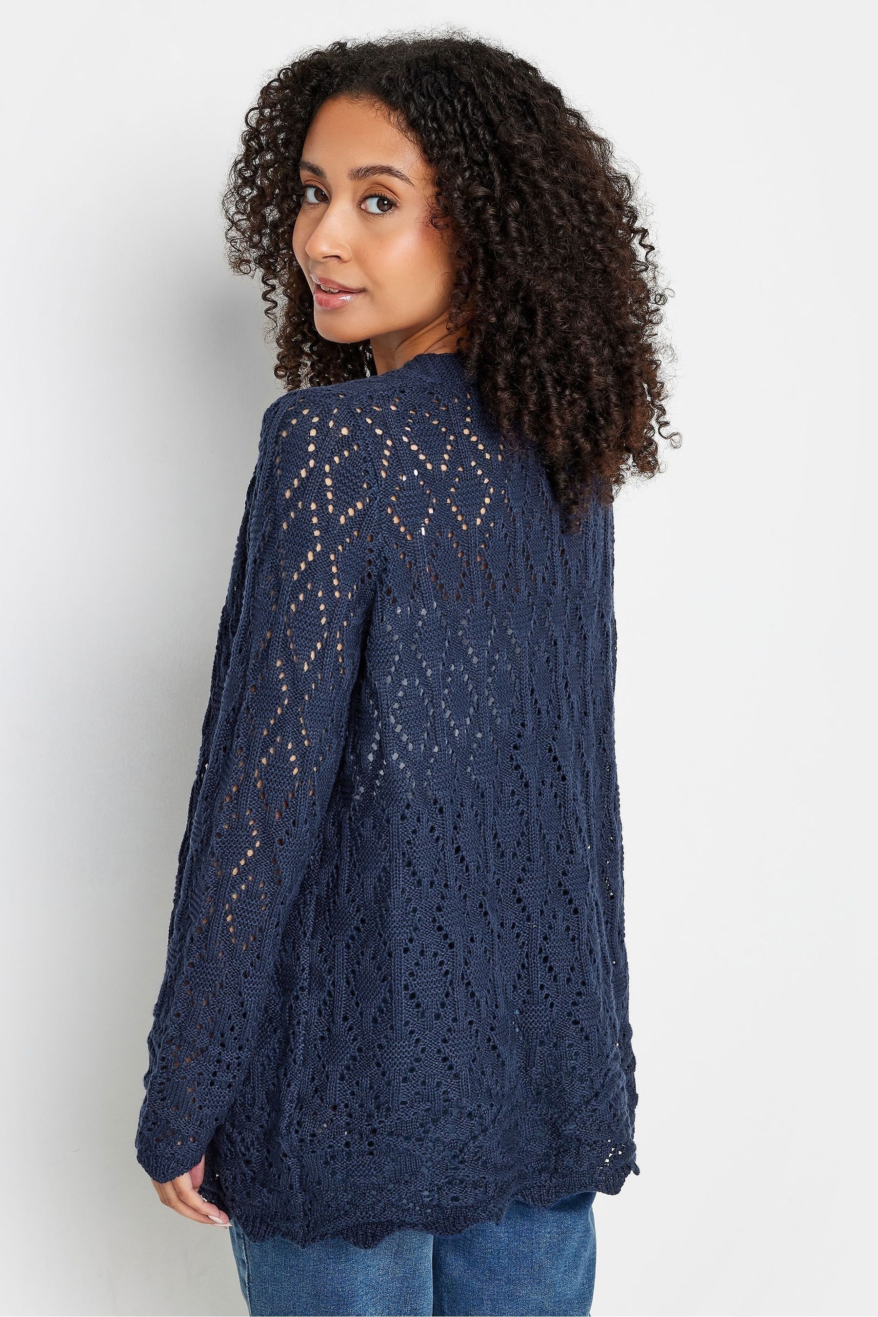 Navy blue lace cardigan sale