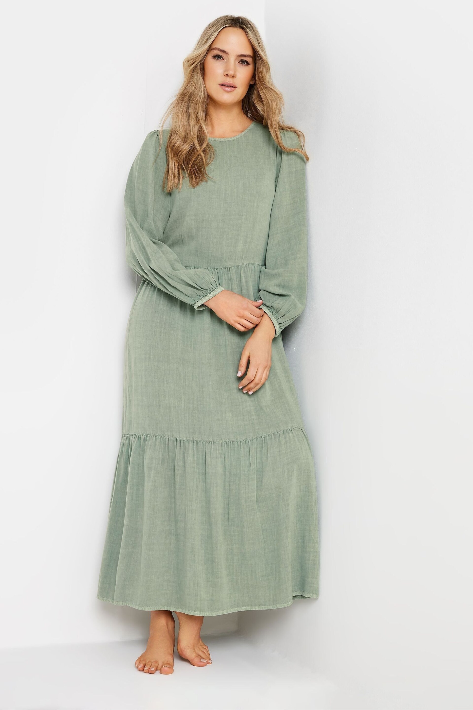Long Tall Sally Green Smock Tiered Dress - Image 1 of 4