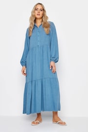 Long Tall Sally Blue Chambray Smock Tiered Dress - Image 1 of 4