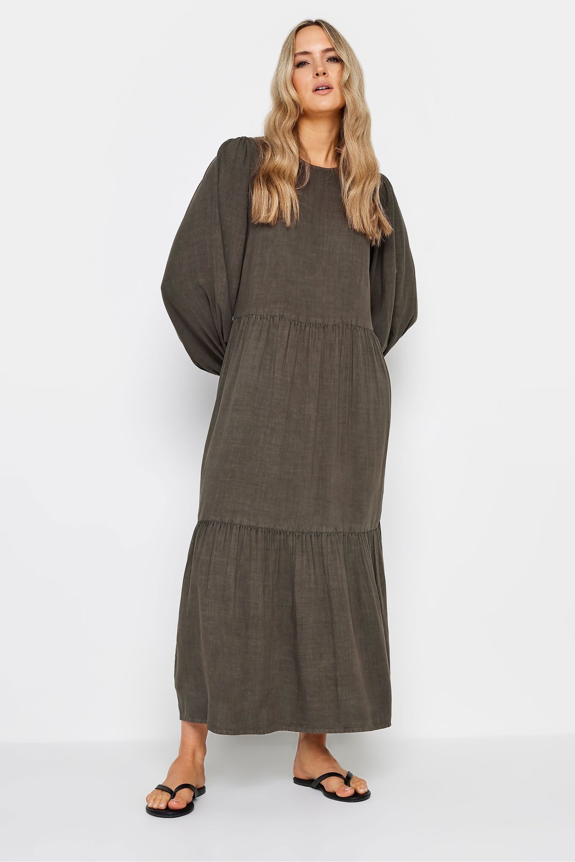 Long Tall Sally Brown Smock Tiered Dress - Image 2 of 4