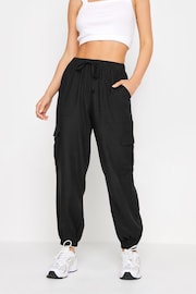 PixieGirl Petite Black Linen Cuffed Cargo Trousers - Image 2 of 4