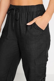 PixieGirl Petite Black Linen Cuffed Cargo Trousers - Image 4 of 4