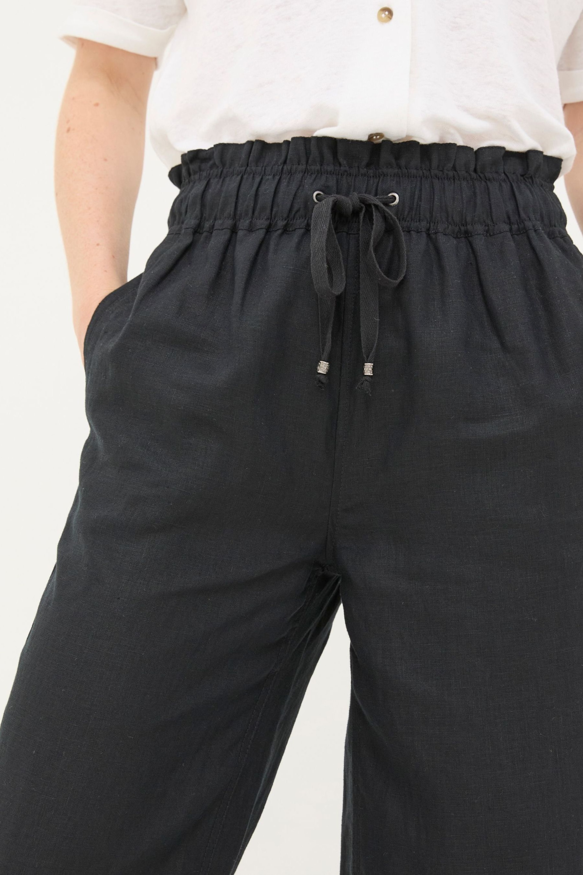 FatFace Black Iva Wide Leg Linen Trousers - Image 4 of 6