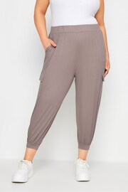 Yours Curve Natural Jersey Cropped Harem Cargos - Image 1 of 5