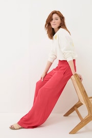 FatFace Red Shirred Wide Leg Palazzo Trousers - Image 3 of 5