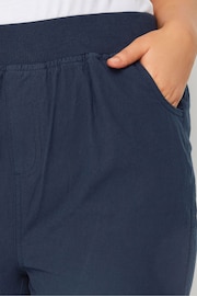 Yours Curve Blue Cool Cotton Shorts With Jersey Waist Band - Image 3 of 5