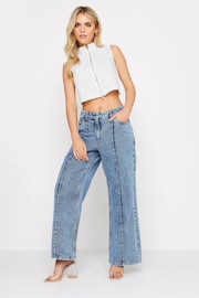 PixieGirl Petite White High Neck Zip Through Crop Top - Image 2 of 5