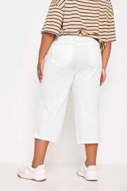 Yours Curve White Cool Cotton Cropped Trousers With Jersey Waist Band - Image 3 of 5