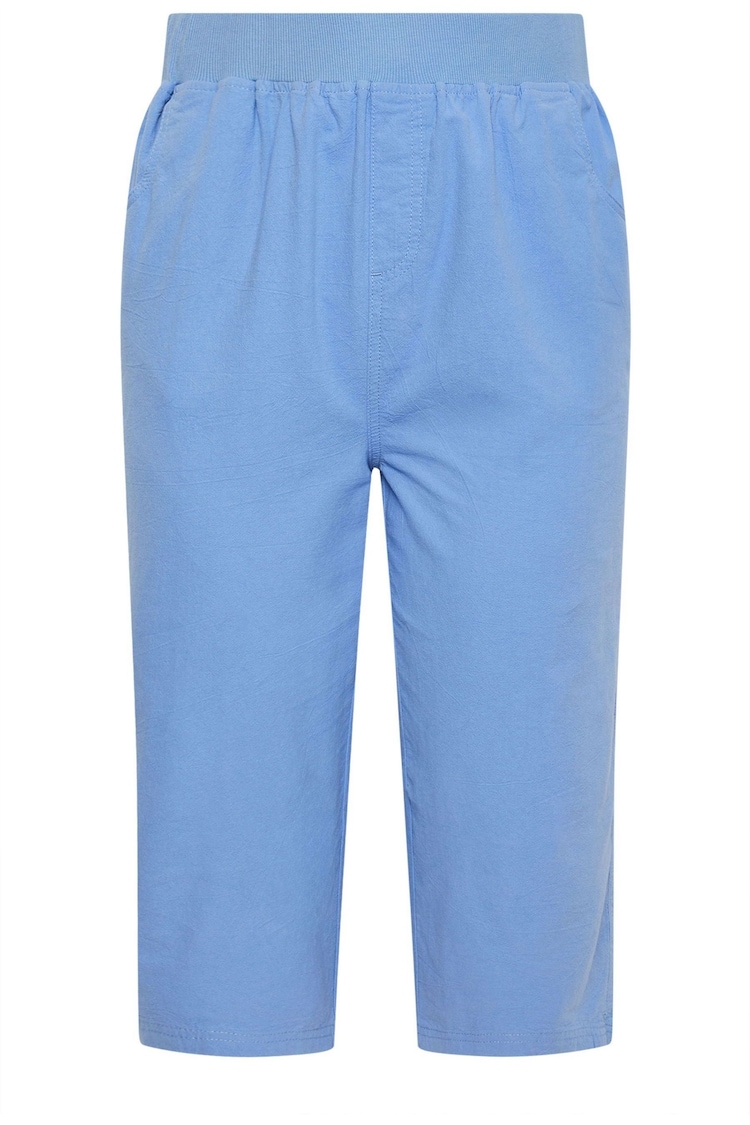 Yours Curve Mid Blue Cool Cotton Cropped Trousers With Jersey Waist Band - Image 5 of 5