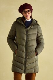 Joules Moorsdale Green Mid Length Showerproof Padded Coat - Image 1 of 9