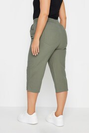 Yours Curve Green Cool Cotton Cropped Trousers With Jersey Waist Band - Image 3 of 4