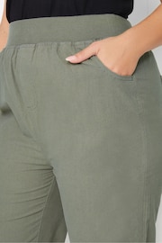 Yours Curve Green Cool Cotton Cropped Trousers With Jersey Waist Band - Image 4 of 4