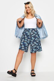 Yours Curve Blue Floral Print Shorts - Image 2 of 5