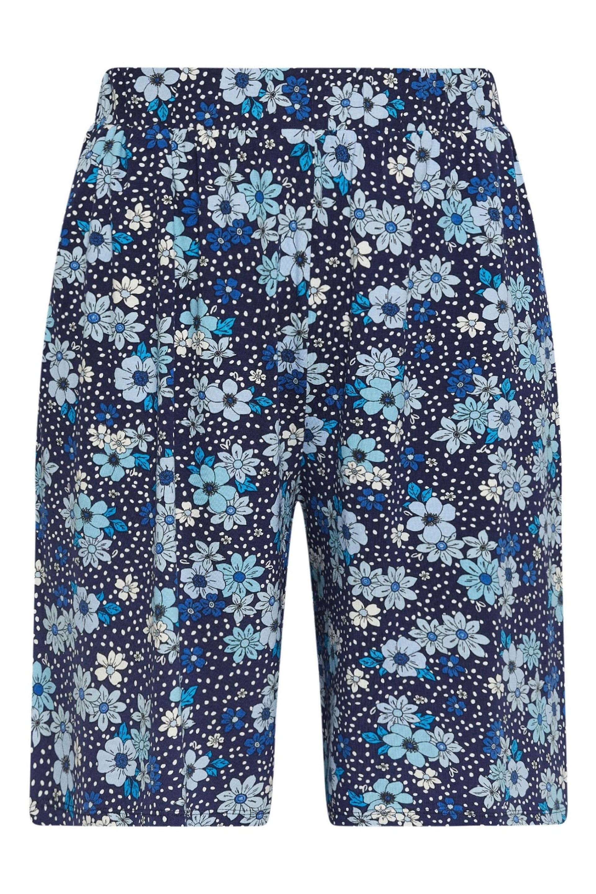 Yours Curve Blue Floral Print Shorts - Image 5 of 5