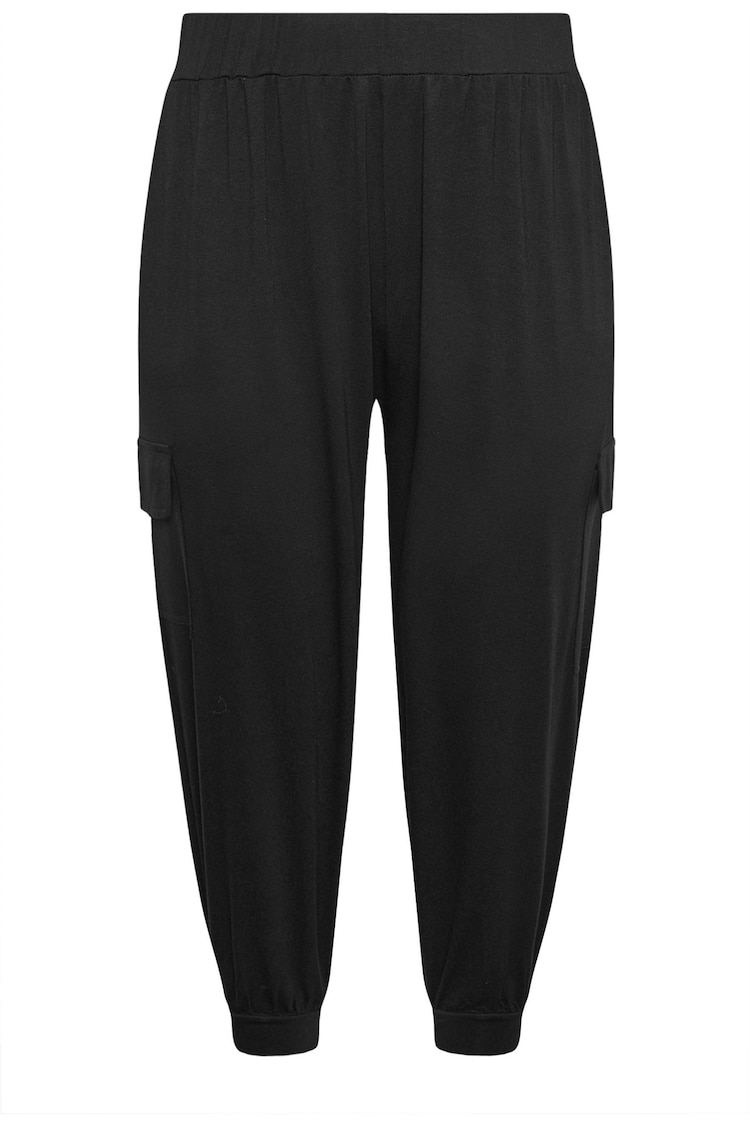 Yours Curve Black Cropped Cargo Harem Trousers - Image 5 of 5