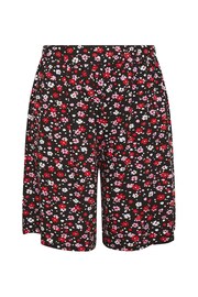 Yours Curve Black Floral Print Shorts - Image 5 of 5
