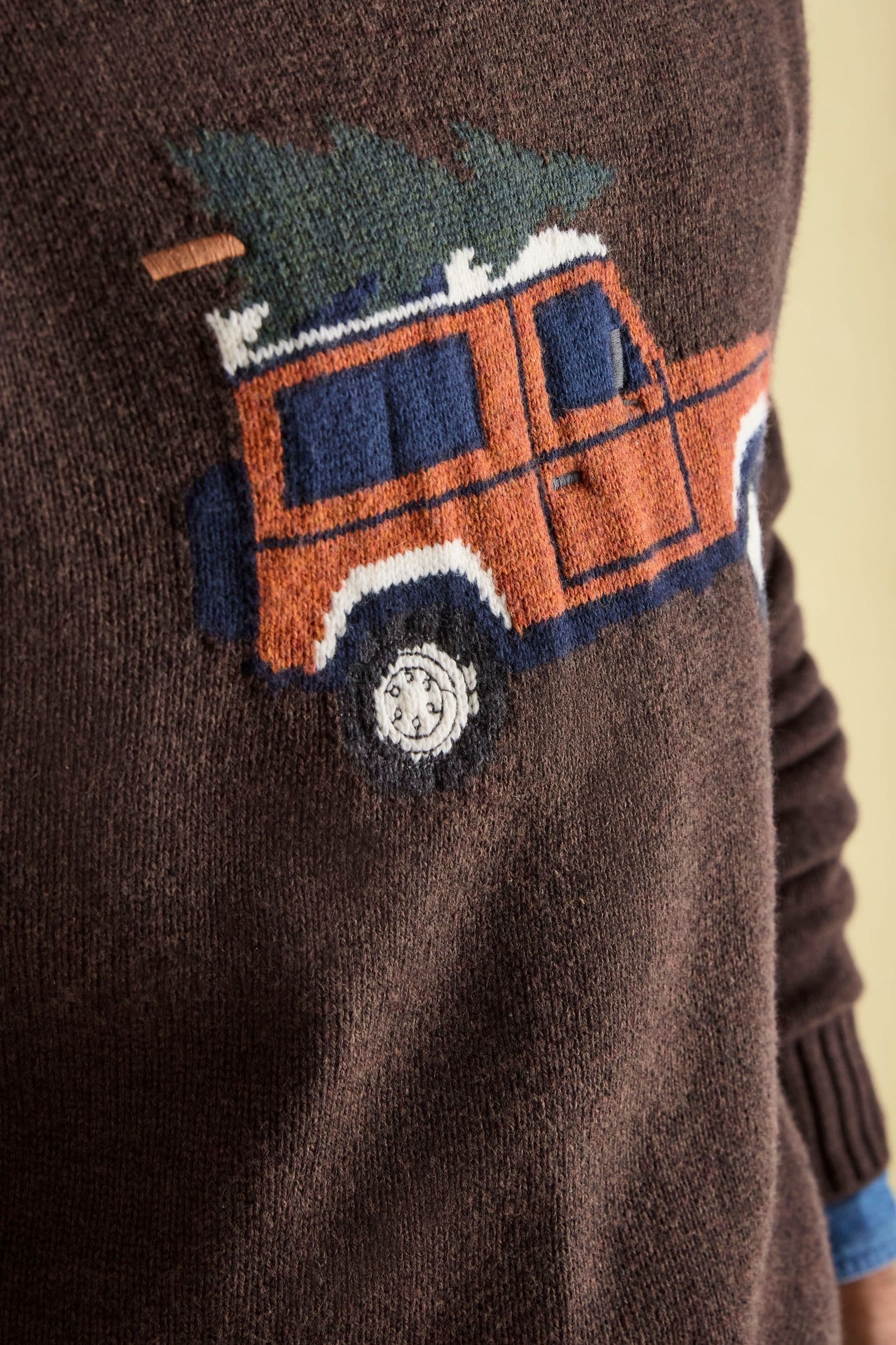 Joules 4x4 Brown Intarsia Crew Neck Jumper