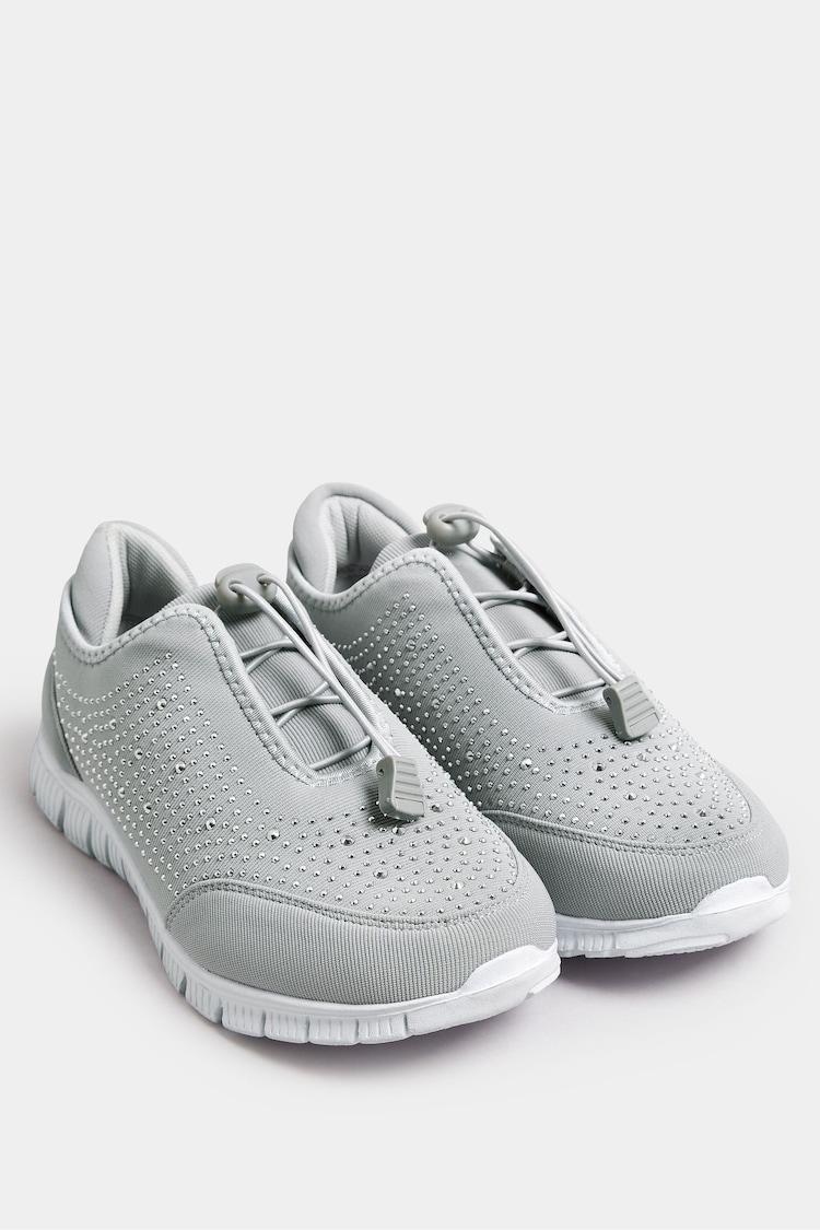 Yours Curve Grey Extra Wide Fit Titania Gem Trainers - Image 2 of 5