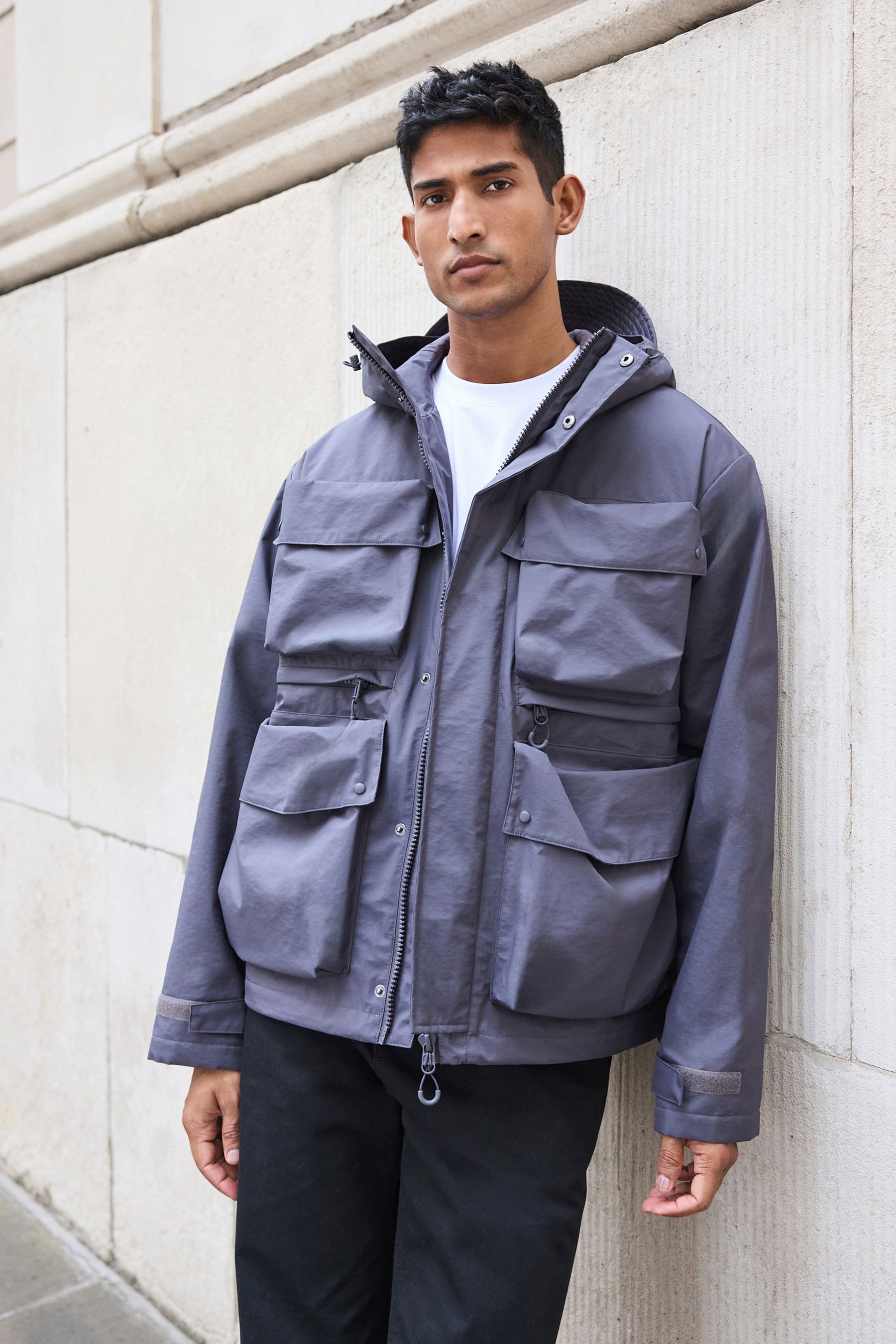 Buy Slate Grey Waterproof Ripstop Technical 4 Pocket Jacket from Next Canada