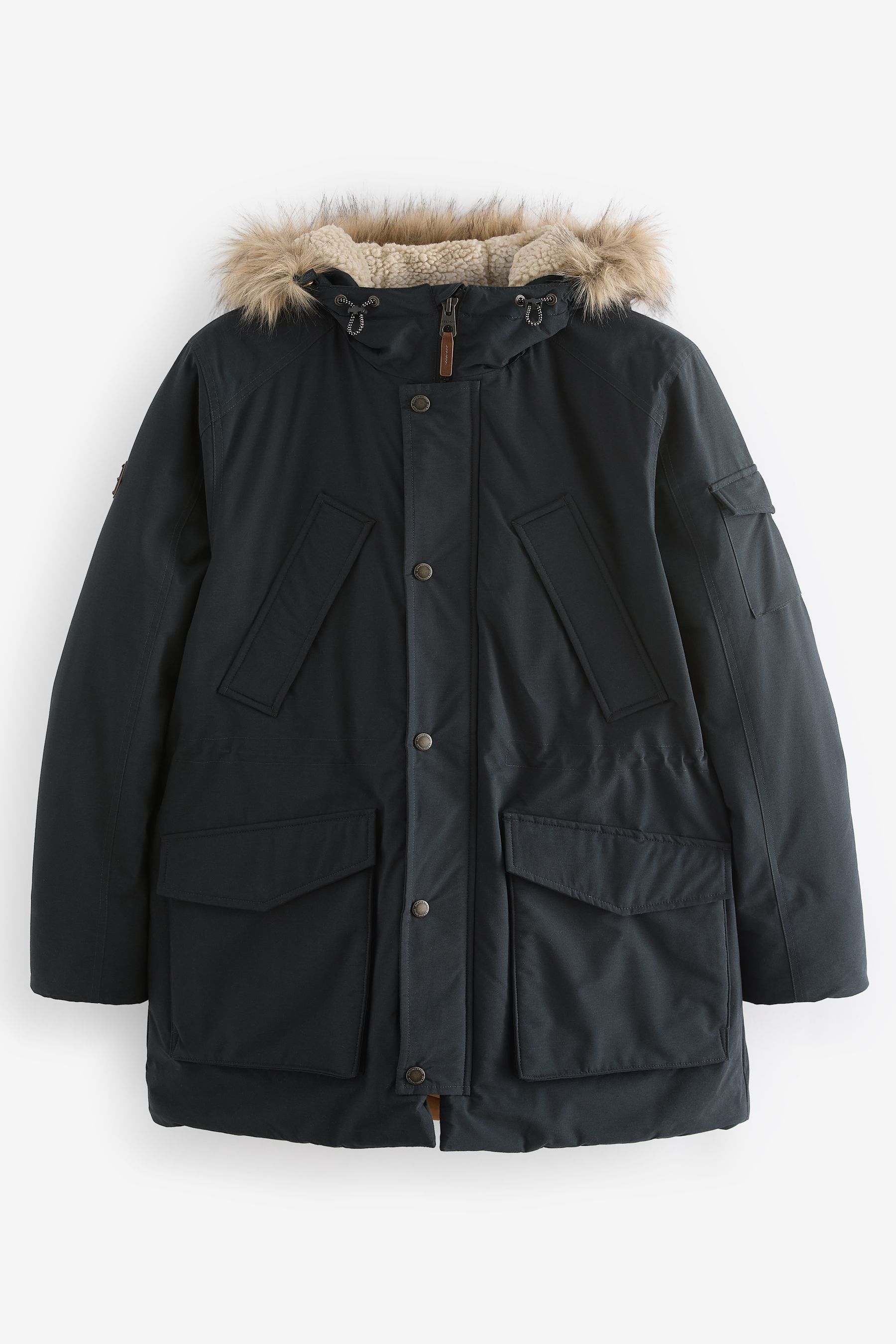 Buy Navy Shower Resistant Hooded Parka Coat from the Next UK online shop