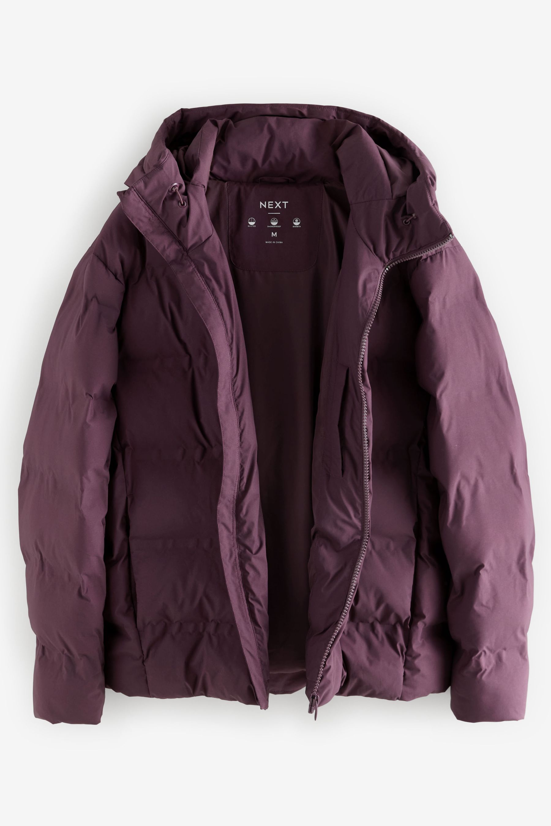 Buy Burgundy Red Regular Length Shower Resistant Heatseal Hooded Puffer Coat from the Next UK online shop