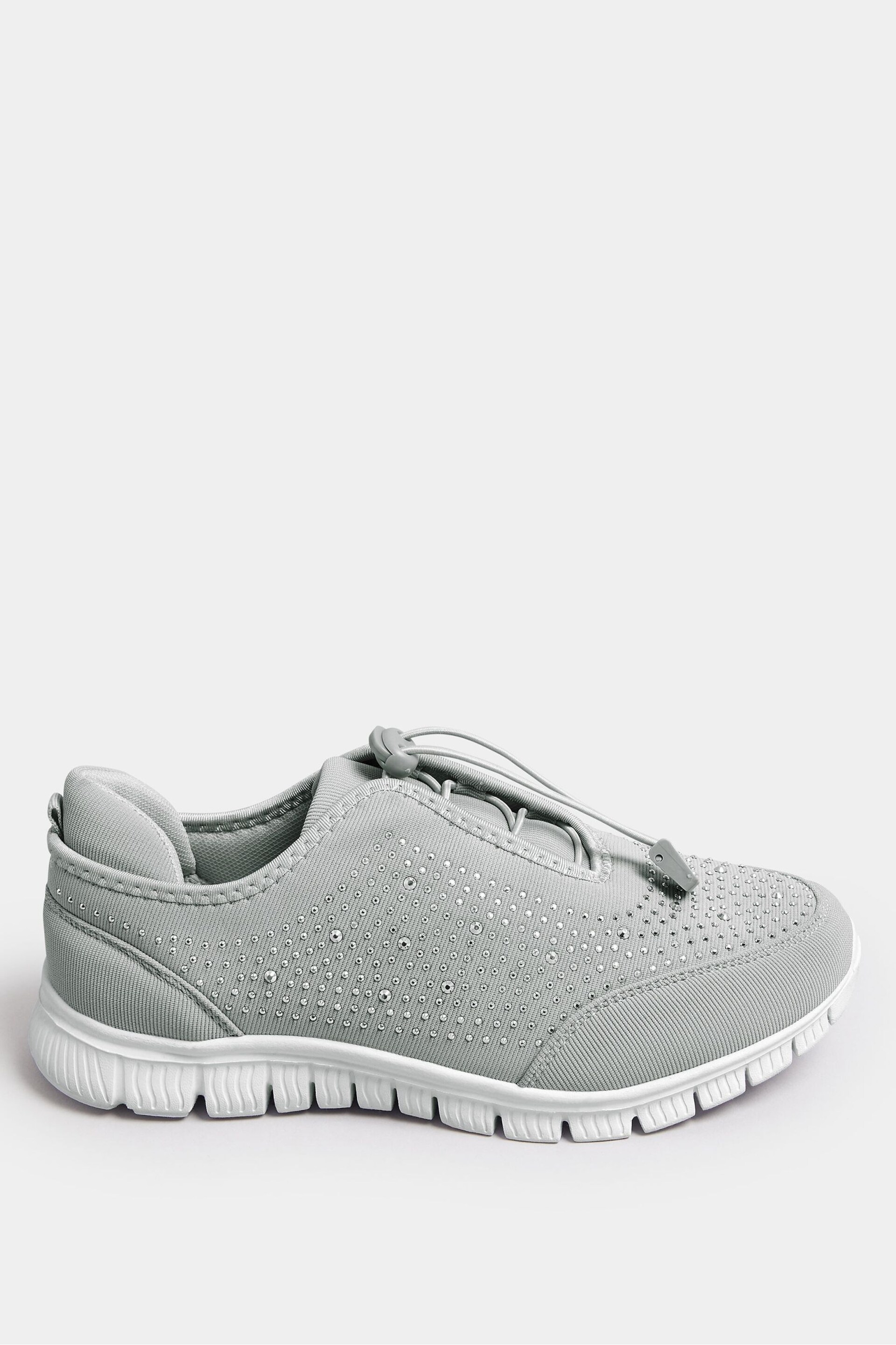 Yours Curve Grey Wide Fit Titania Gem Trainers - Image 1 of 5