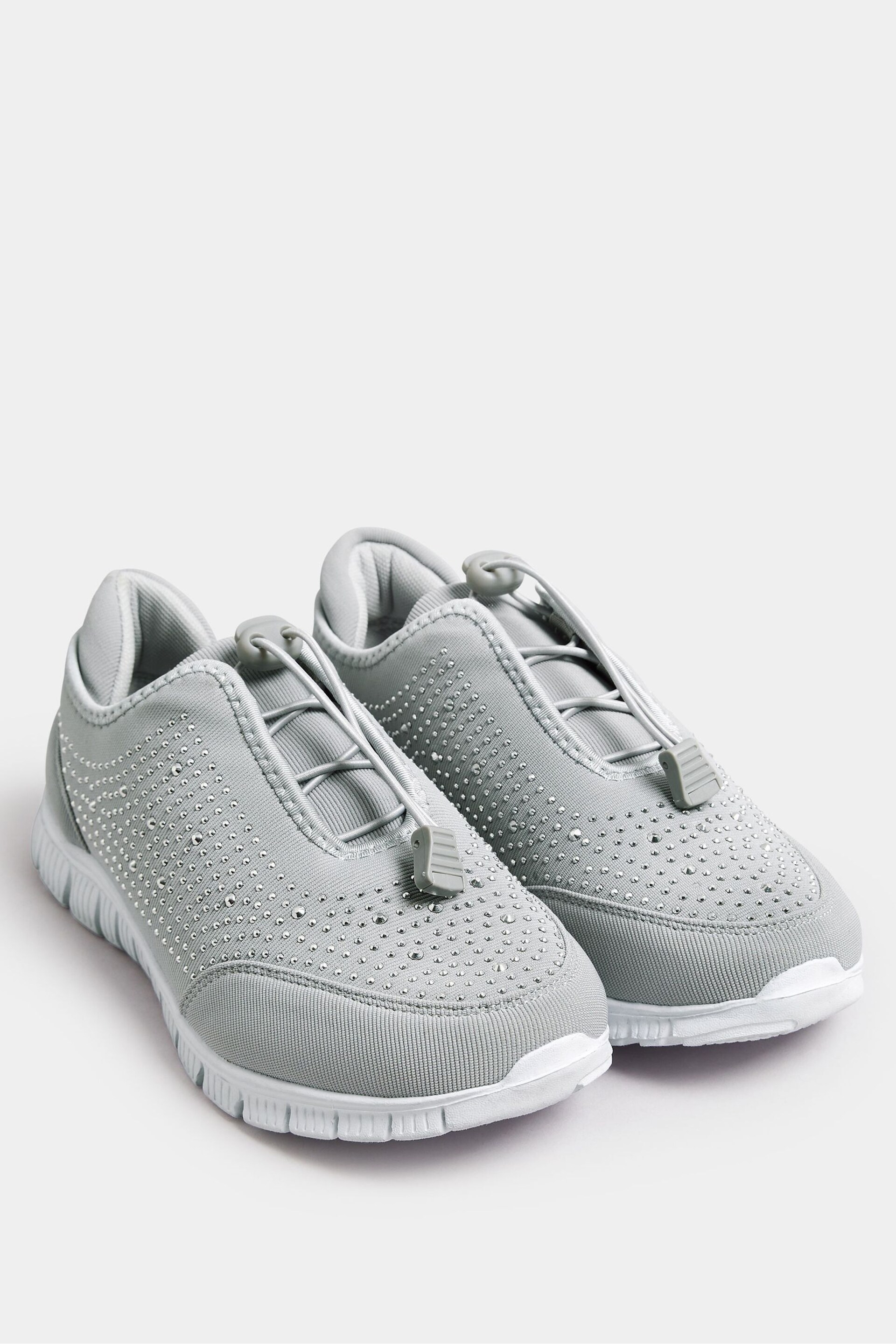 Yours Curve Grey Wide Fit Titania Gem Trainers - Image 4 of 5