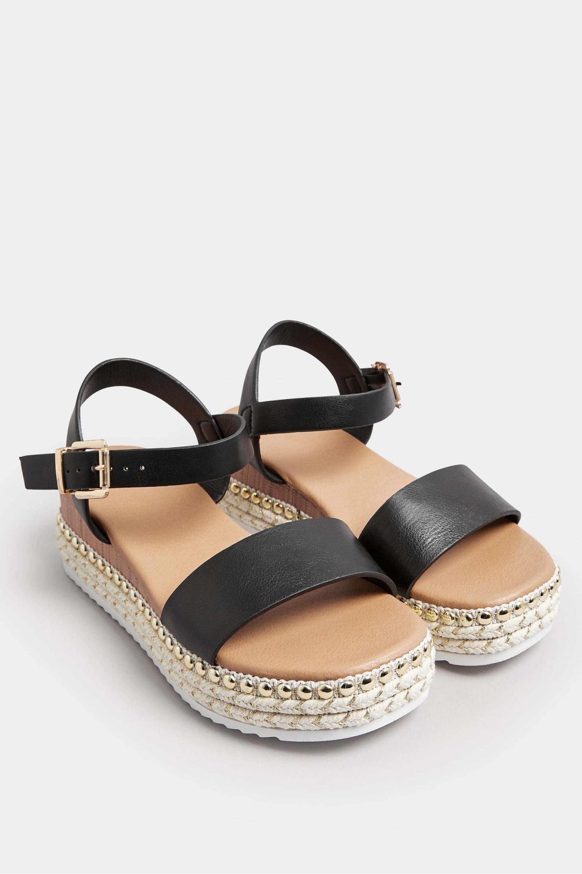 Yours Curve Black Wide Fit Two Part Espadrilles - Image 2 of 5