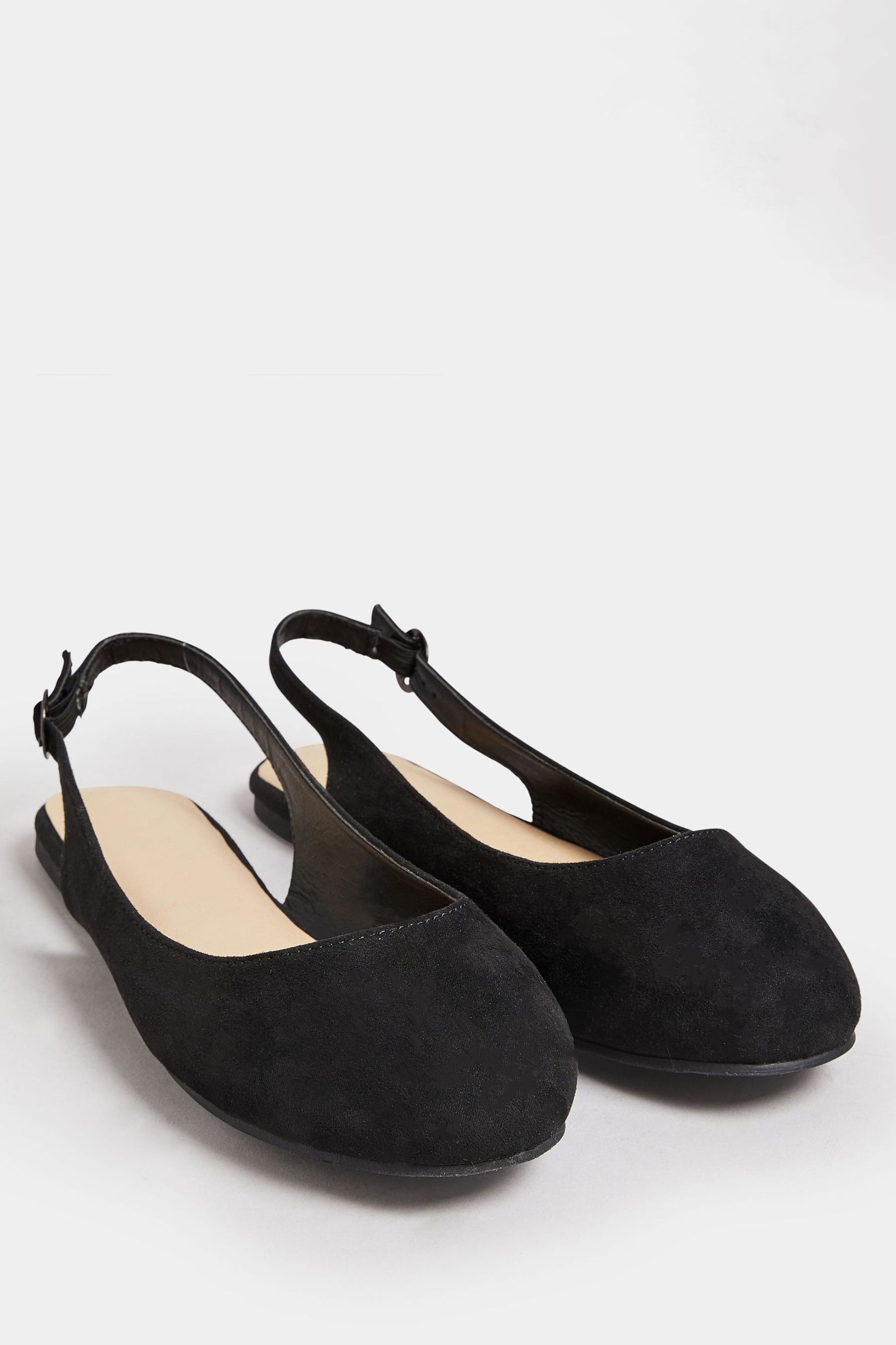 Yours Curve Black Faux Suede Slingback Pumps In Extra Wide EEE Fit - Image 2 of 5