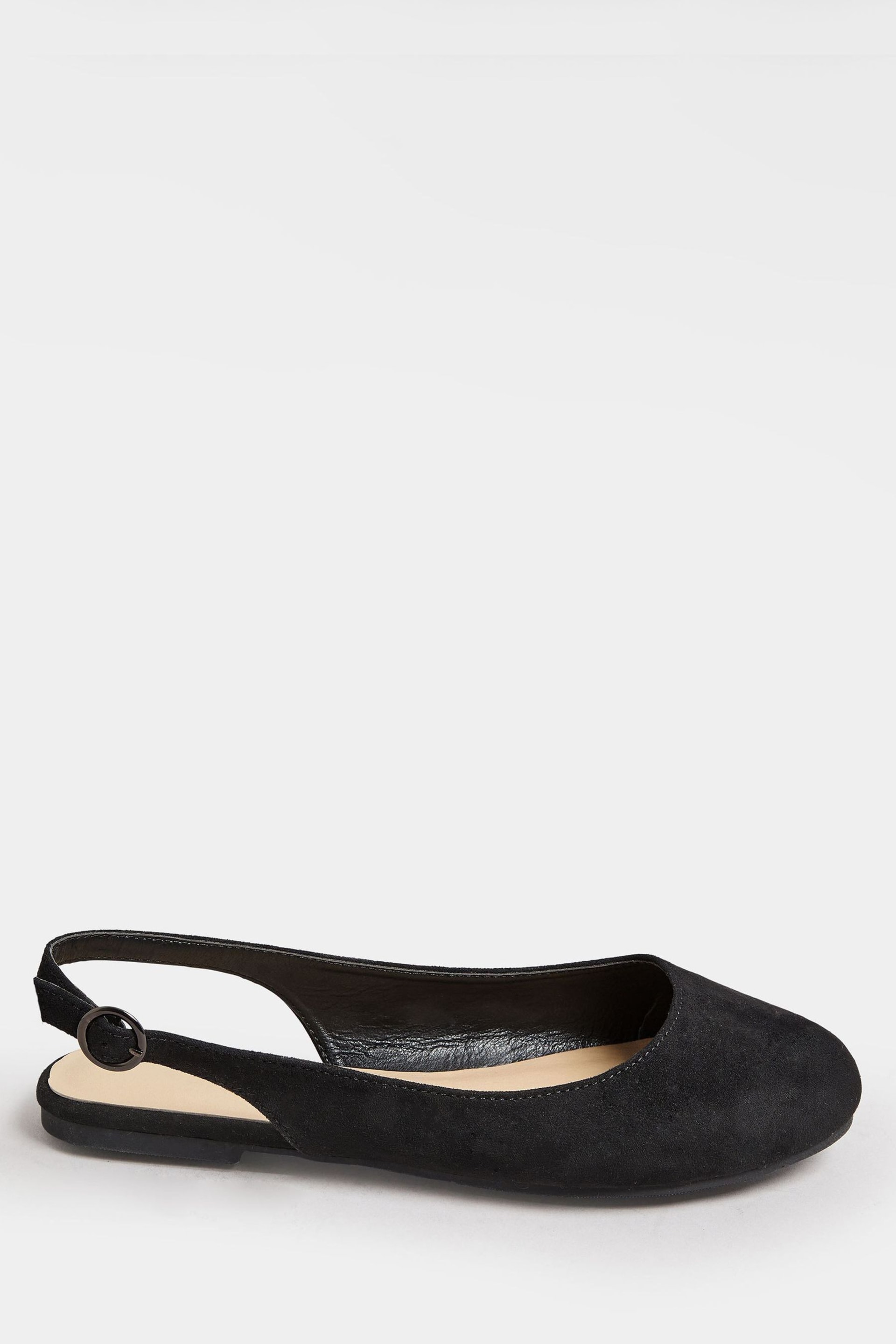 Yours Curve Black Faux Suede Slingback Pumps In Extra Wide EEE Fit - Image 3 of 5