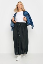 Yours Curve Black Chambray Button Front Maxi Skirt - Image 2 of 4
