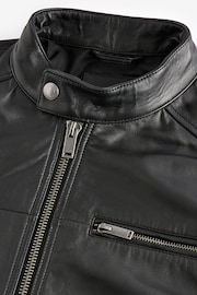 Black Leather Signature Racer Jacket - Image 3 of 6