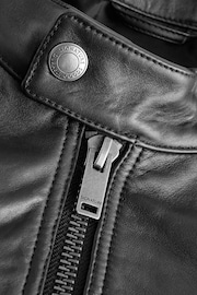 Black Leather Signature Racer Jacket - Image 4 of 6