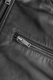 Black Leather Signature Racer Jacket - Image 5 of 6