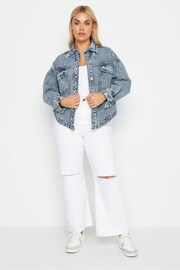 Yours Curve Blue Denim Curved Hem Western Jacket - Image 2 of 4