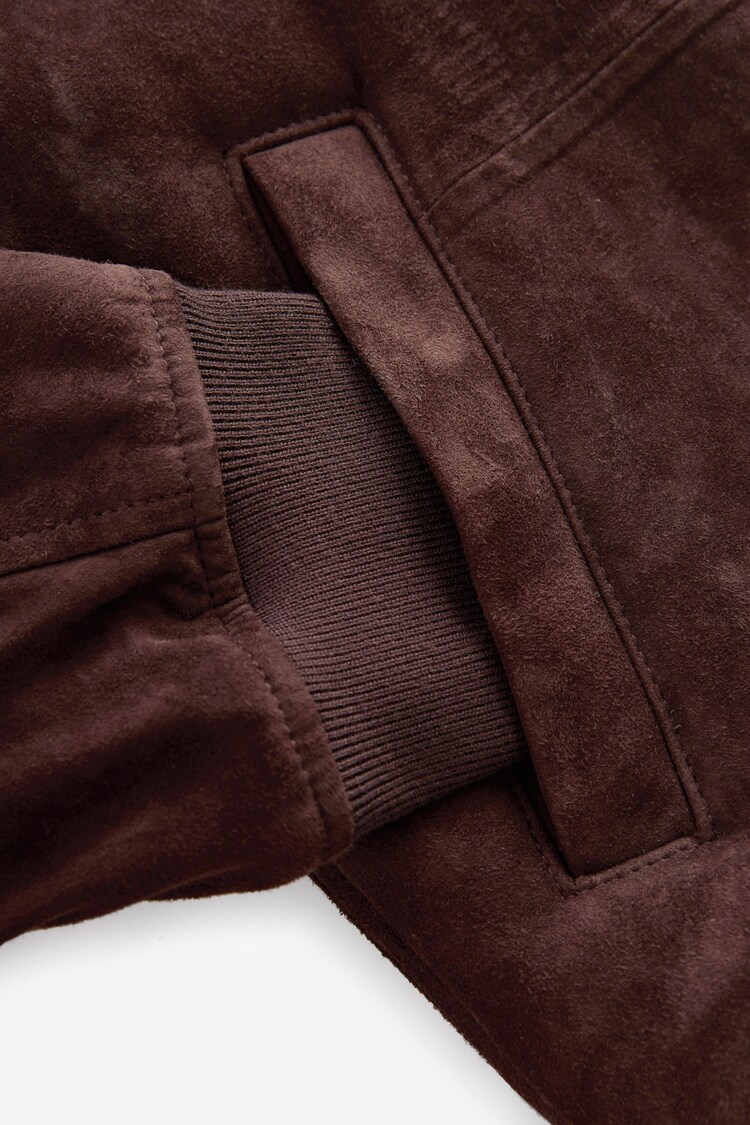 Brown Suede Bonded Borg Lined Jacket - Image 12 of 12