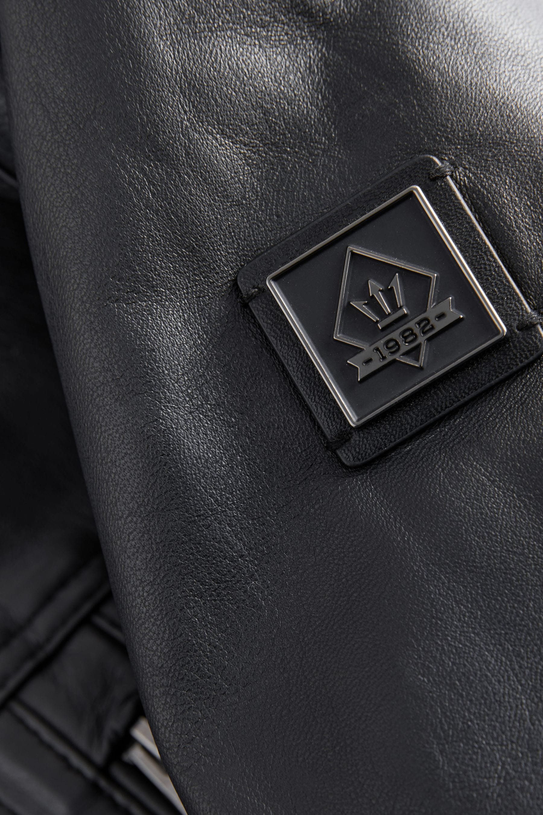 Grey borg lined biker jacket top