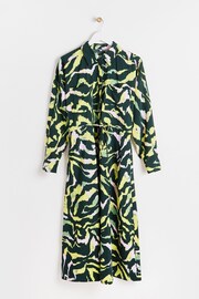 Oliver Bonas Green Abstract Print Midi Shirt Dress - Image 4 of 9