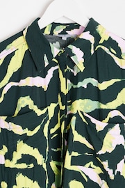Oliver Bonas Green Abstract Print Midi Shirt Dress - Image 6 of 9