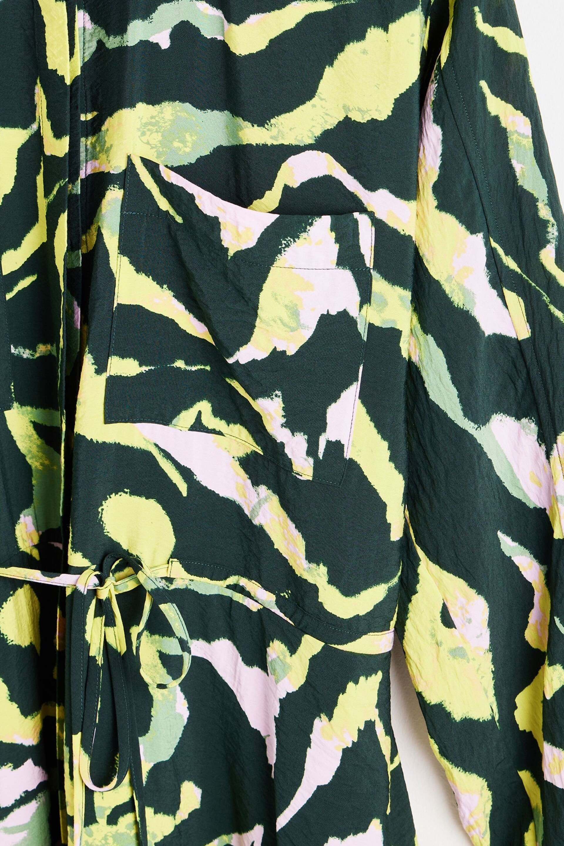 Oliver Bonas Green Abstract Print Midi Shirt Dress - Image 7 of 9