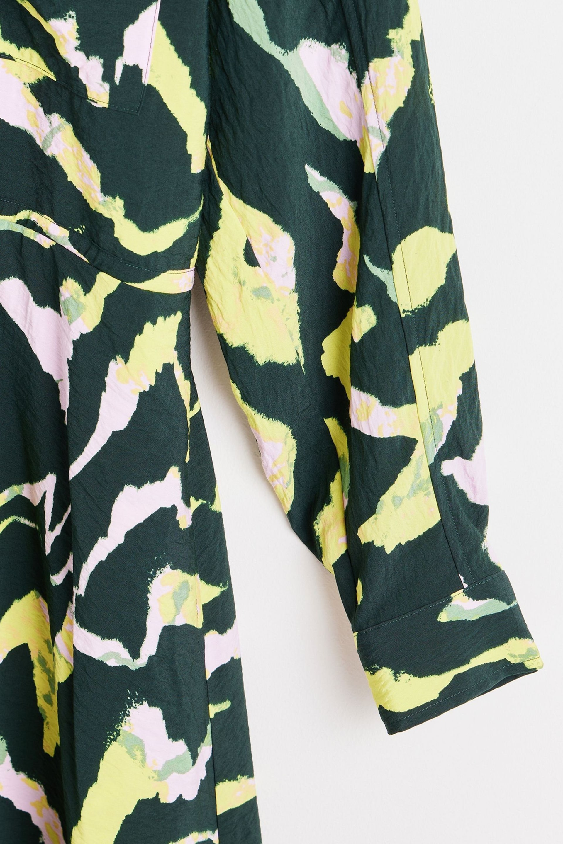 Oliver Bonas Green Abstract Print Midi Shirt Dress - Image 8 of 9
