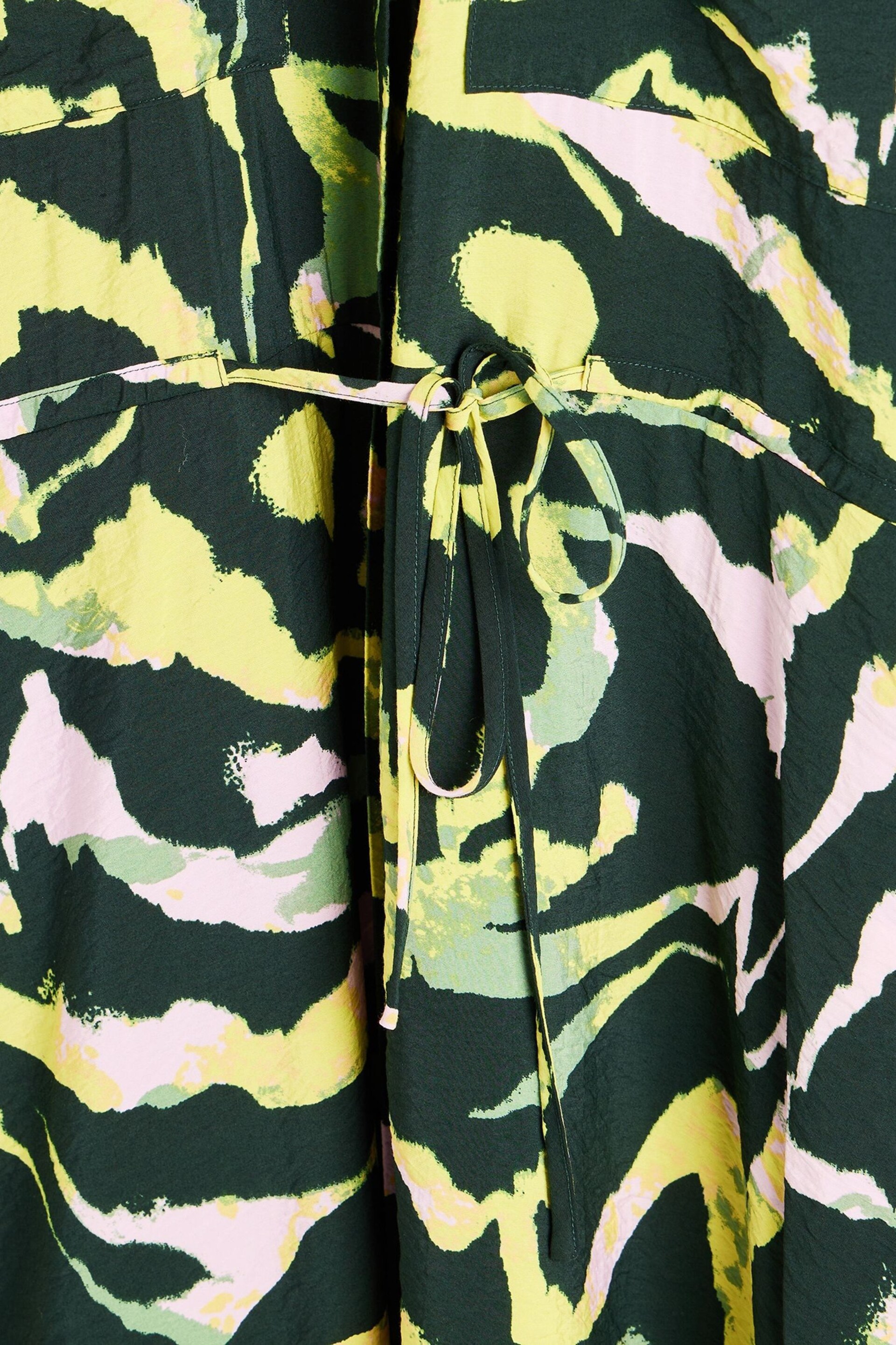 Oliver Bonas Green Abstract Print Midi Shirt Dress - Image 9 of 9
