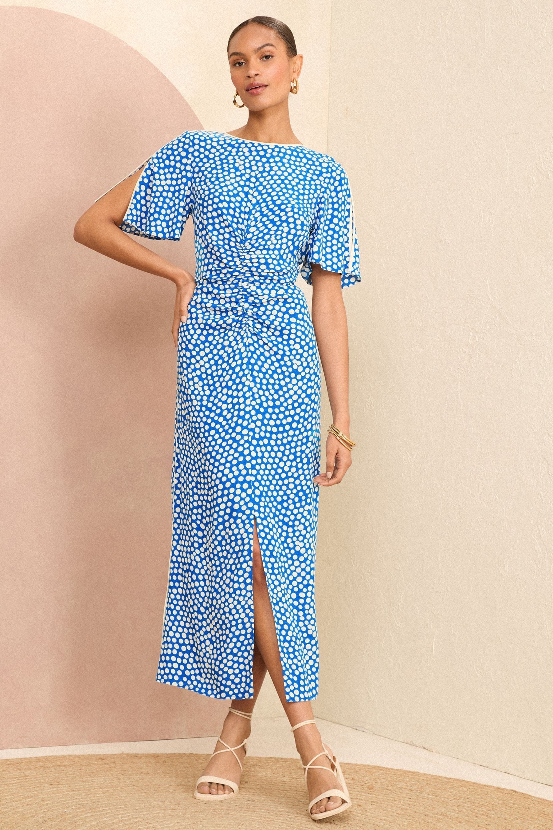Midi dress flutter sleeve on sale