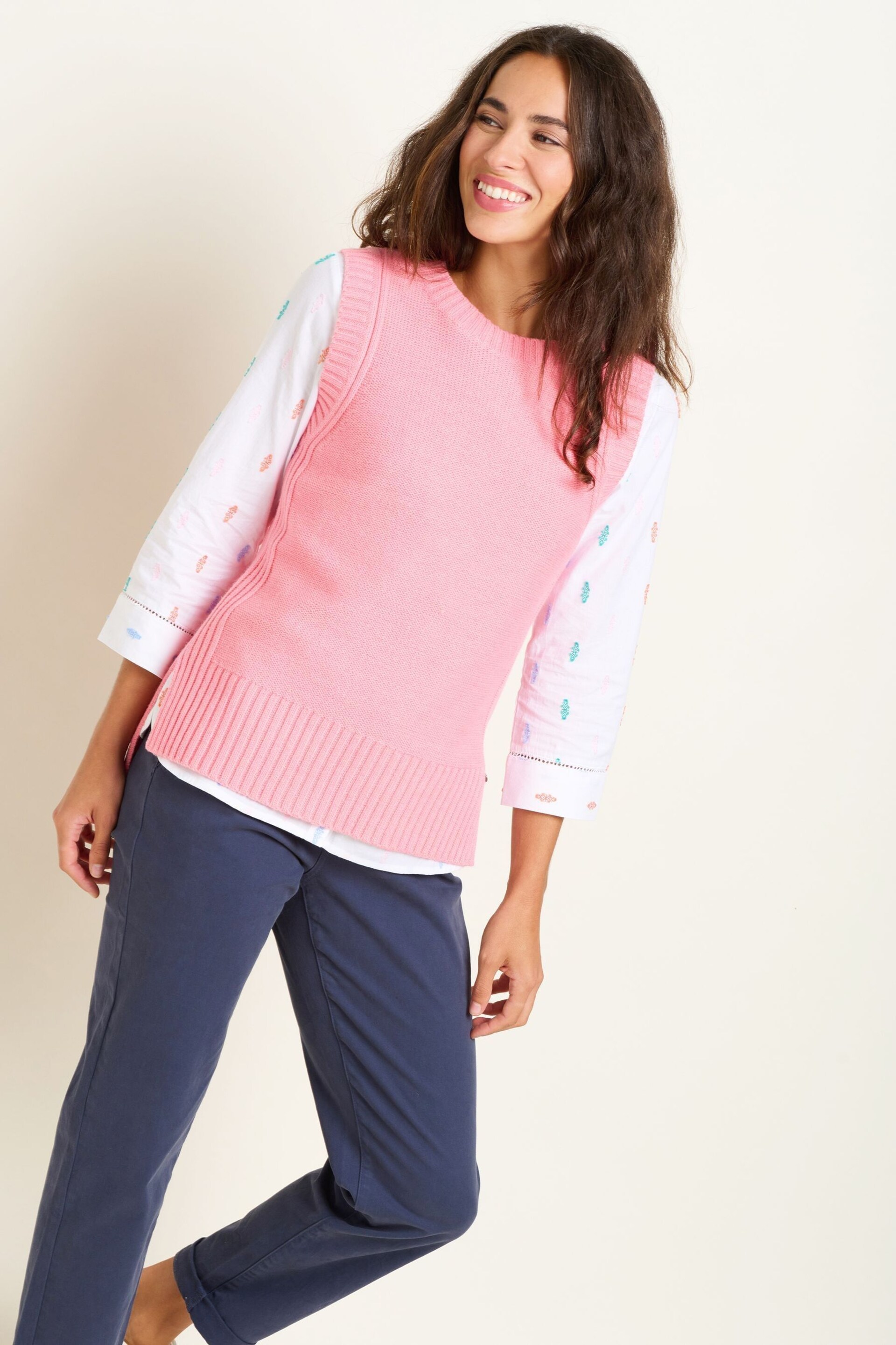 Brakeburn Pink Dip Hem Knitted Vest - Image 5 of 5