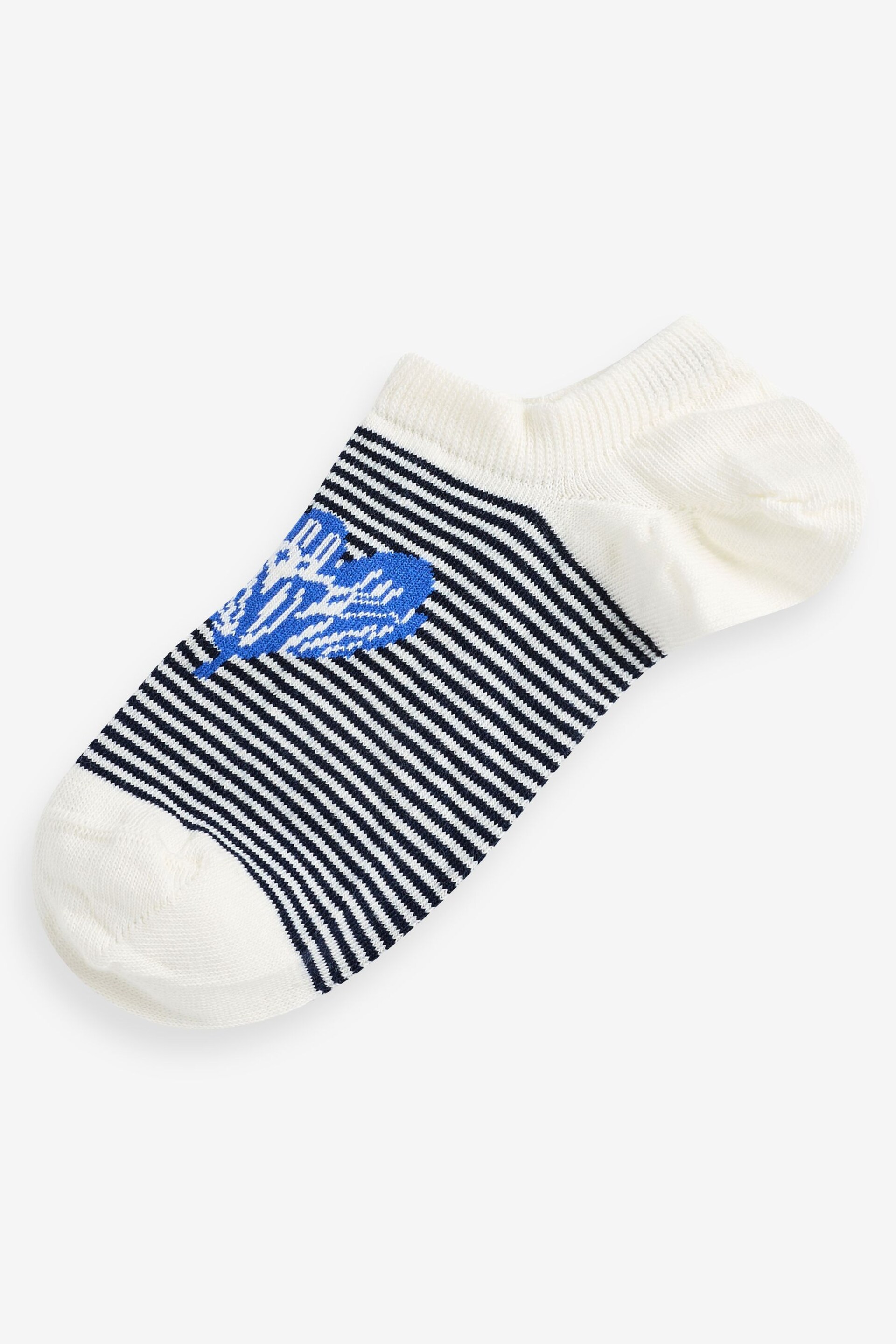 White/Blue Floral Trainer Socks 5 Pack - Image 4 of 6