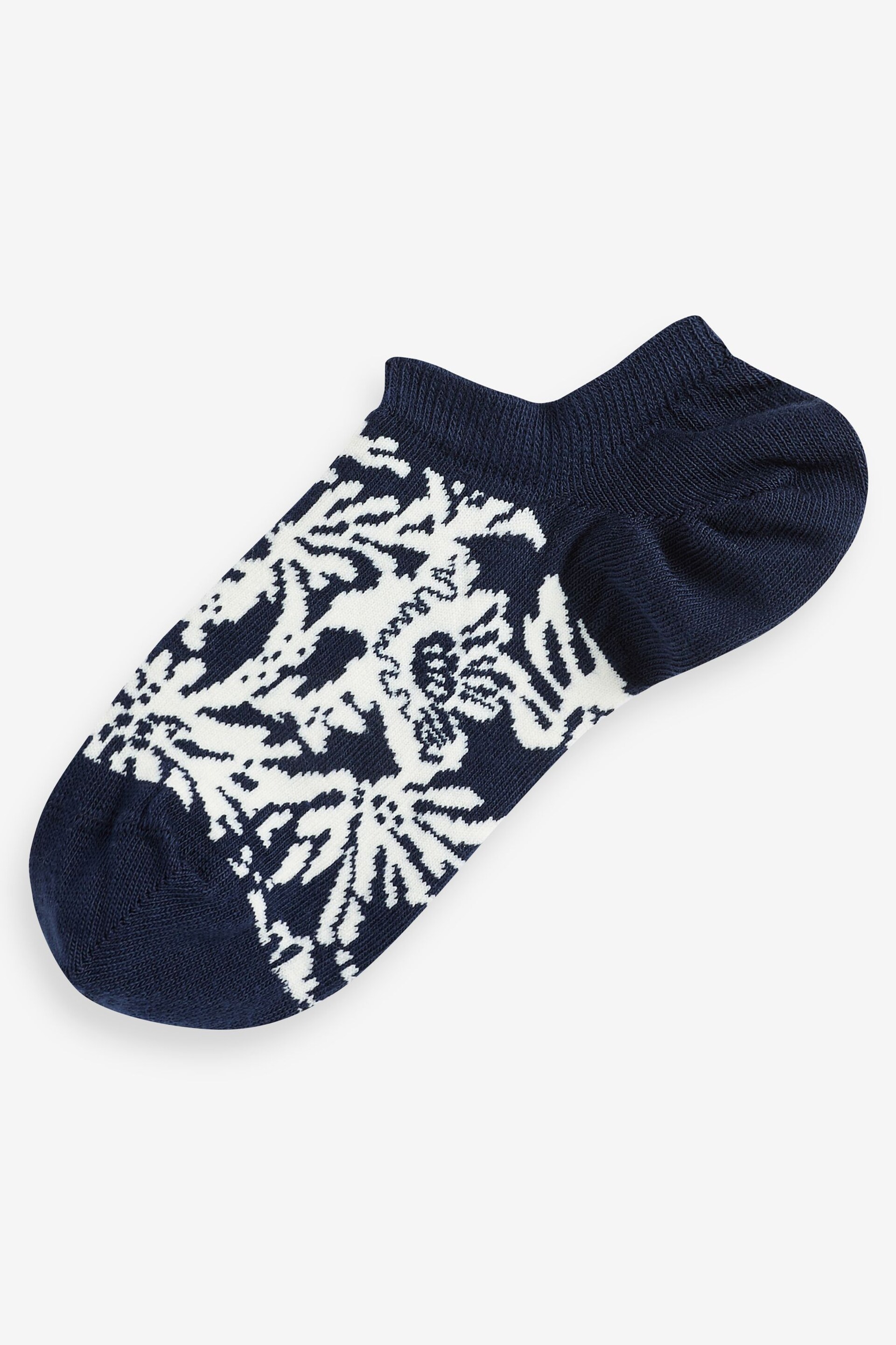 White/Blue Floral Trainer Socks 5 Pack - Image 5 of 6