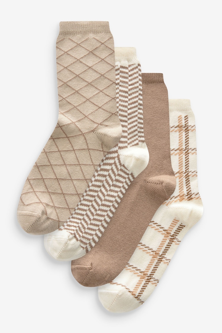 Neutral Check Ankle Socks 4 Pack - Image 1 of 5