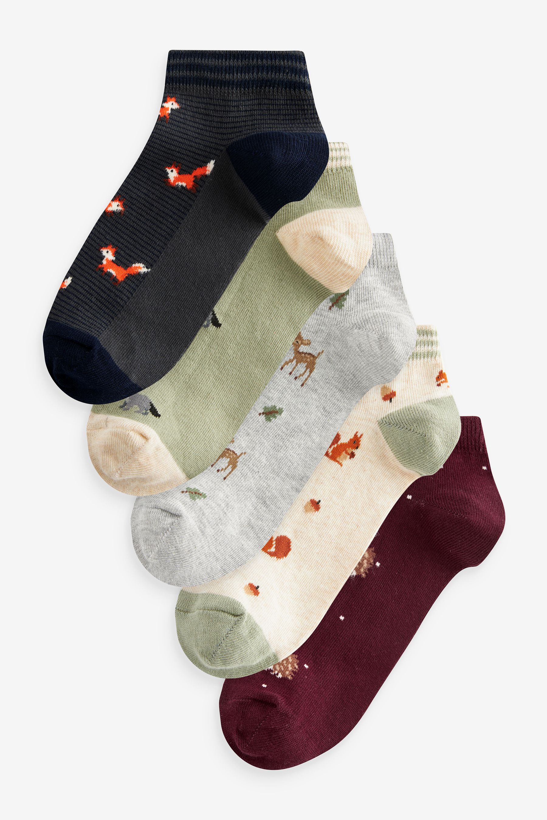 Buy Autumn Animals Trainer Socks 5 Pack from Next Luxembourg